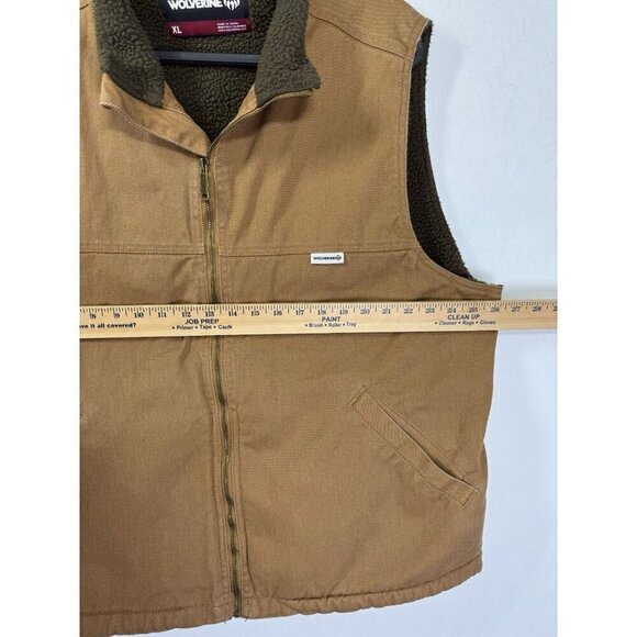 Wolverine Upland Canvas Vest Mens XL Brown Sherpa Lined Full Zip Work Heavy - Picture 7 of 8